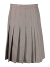 Marni Check-print Pleated Midi Skirt In Gris