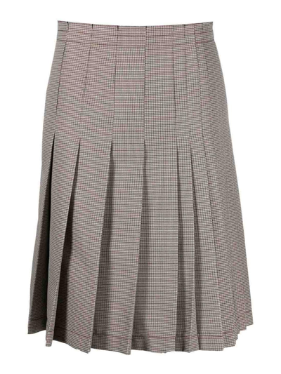 Marni Check-print Pleated Midi Skirt In Multi-colored