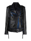 Off-white Contrast-trim Leather Jacket In Light Blue