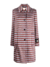 Marni Brushed Striped Single-breasted Coat In Rojo