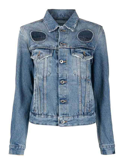 Off-white Cut-out Denim Jacket In Azul