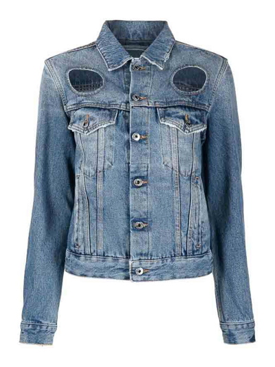 Off-white Cut-out Denim Jacket In Blue