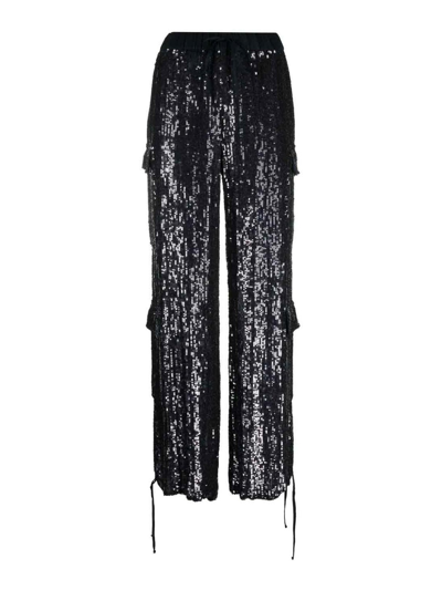 P.a.r.o.s.h Blue Sequin Cargo Trousers In Azul