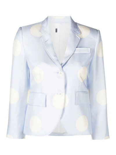 Thom Browne Polka-dot Print Silk Blazer In Blue