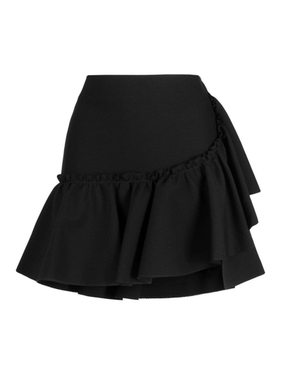 Msgm Ruffle-detailing High-waist Skirt In Black