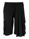 Off-white Cargo Pleated Wool Blend Shorts In Negro