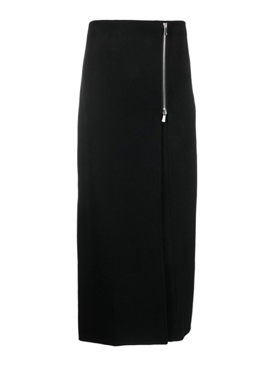 P.a.r.o.s.h . Side-zip Wool Maxi Skirt In Black