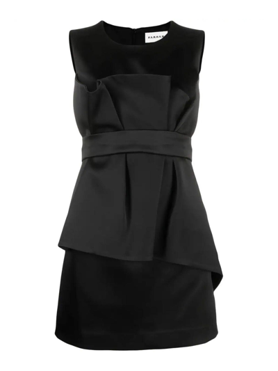 P.a.r.o.s.h Satin Belted Sleveless Minidress In Black