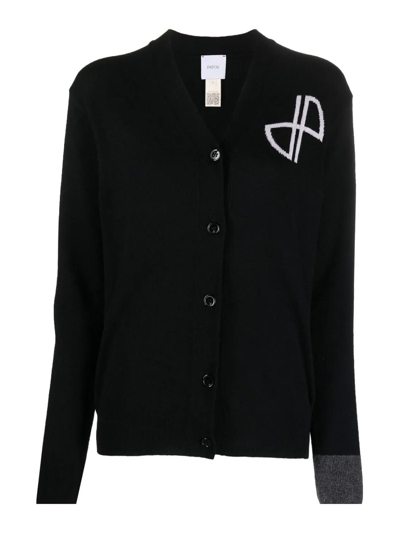 Patou Wool Cashmere Cardigan In Black