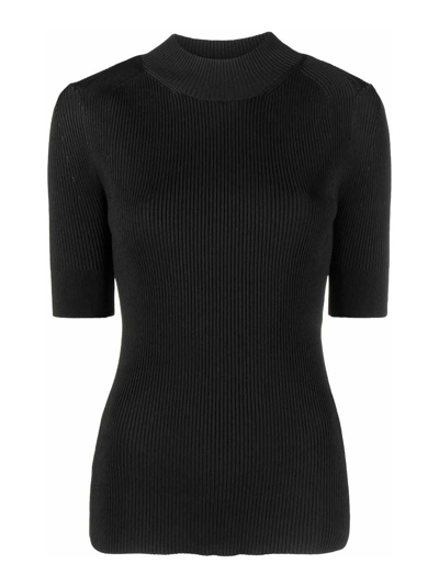 Stella Mccartney High-neck Rib Knit Top In Black