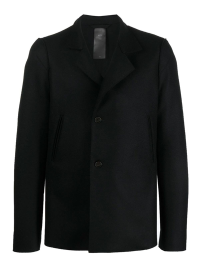 Sapio Double-breasted Cotton-wool Blazer In Black