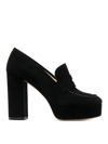 P.a.r.o.s.h . Penny-slot 115mm Suede Platform Sandals In Black