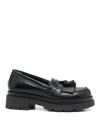 P.a.r.o.s.h Tassel Detail Leather Loafers In Black