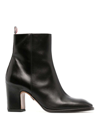 Thom Browne 75mm Leather Ankle Boots In Black