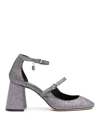 Msgm Logo Charm 90 Glittered Pumps In Plata