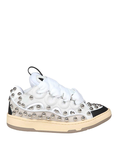 Lanvin Curb Leather Sneakers In Blanco