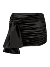 Dolce & Gabbana Short Draped Satin Skirt With Side Bow In Black