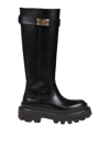 Dolce & Gabbana Women's Black Leather Boots With Logo Plaque In Negro