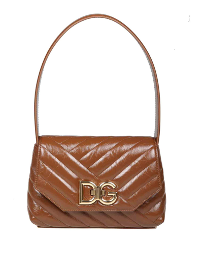 Dolce & Gabbana Lop Shoulder Bag With Dg Buckle In Camel