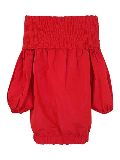 Patou Smock Volume Mini Dress Clothing In Rojo