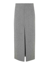 Patou Stripe-pattern Virgin Wool Midi Skirt In Grey