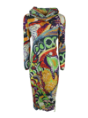 Issey Miyake Abstract-print Pleated Midi Dress In Multicolour