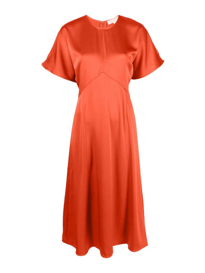 Michael Kors Short Sleeve Dress In Orange