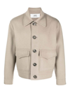 Ami Alexandre Mattiussi Pointed-collar Buttoned Jacket In Grey