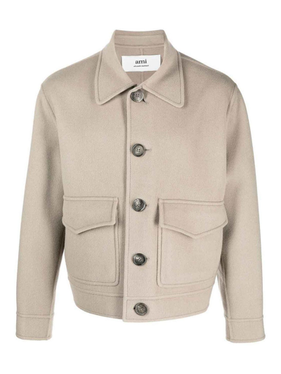 Ami Alexandre Mattiussi Wool And Ccahemire Jacket In Grey