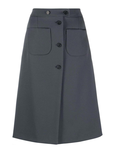 Courrèges A-line Cotton Midi Skirt In Grey