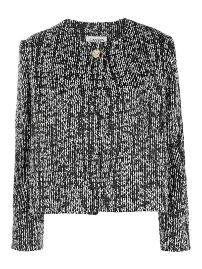 Lanvin Cropped Tweed Jacket In Negro