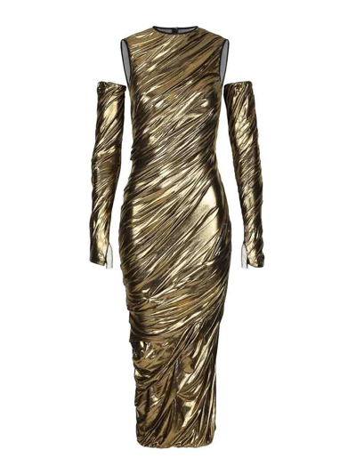 Dolce & Gabbana Drape Dress In Gold