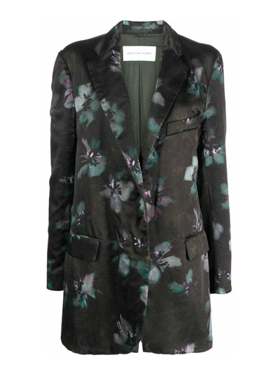 Dries Van Noten Floral Printed Long Sleeved Jacket In Negro