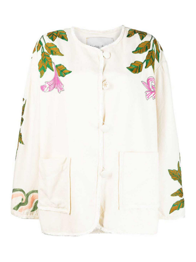 Forte Forte Floral-embroidered Virgin-wool Jacket In White
