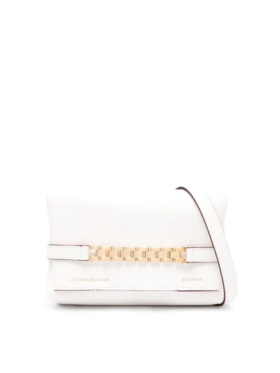 Victoria Beckham Mini Chain Leather Pouch Bag In White