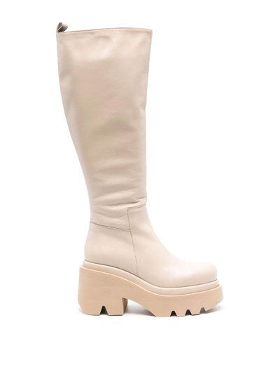 Paloma Barceló Leather Heel Boots In White