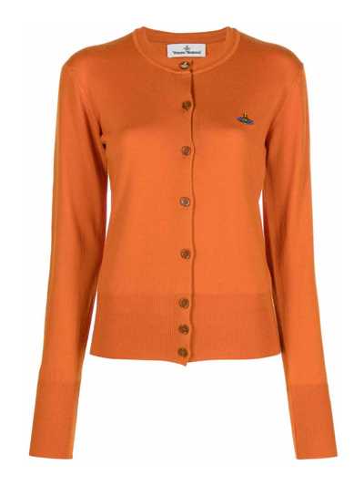 Vivienne Westwood Logo Cardigan In Orange