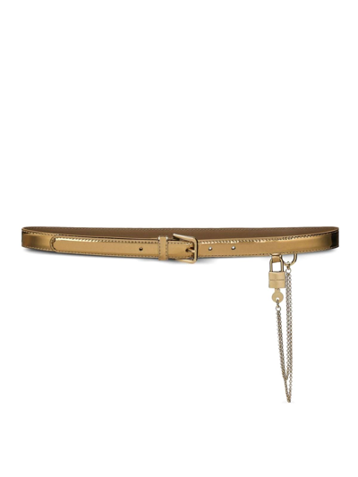 Dolce & Gabbana Patent Leather Belt In Rosado Claro