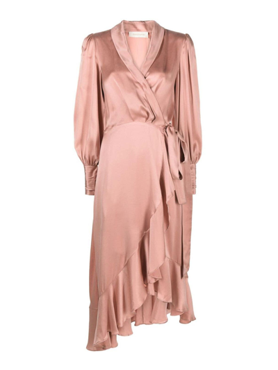 Zimmermann Midi Dress In Dusty Pink