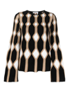 Chloé Trumpet-sleeve Sweater Brown Size Xs 85% Wool, 15% Silk In Beige