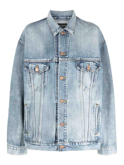 Balenciaga Oversized Denim Jacket In Blue