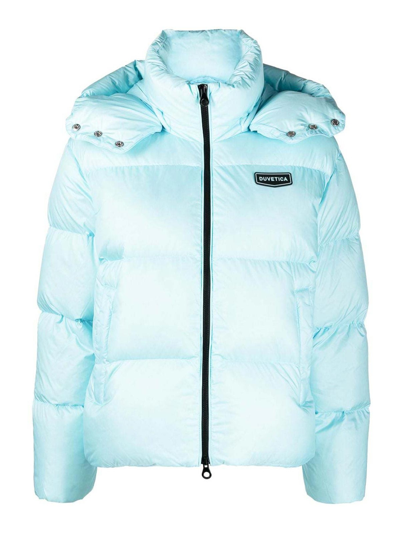 Duvetica Hooded Down Puffer Jacket In Blue