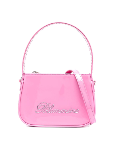 Blumarine Logo Patent Leather Top-handle Bag In Multicolour