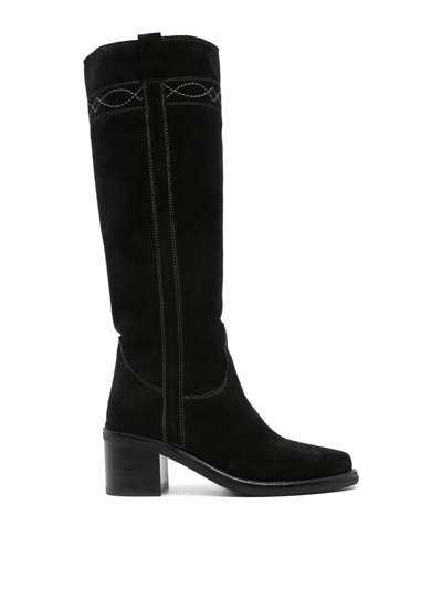 Ash Woman Knee Boots Black Size 11 Soft Leather In Negro