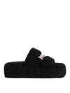 Balenciaga 10mm Furry Faux Shearling Sandals In Black