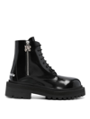 Palm Angels Combat Boots In Leather In Negro