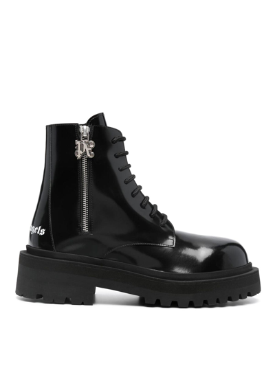 PALM ANGELS LEATHER COMBAT BOOTS