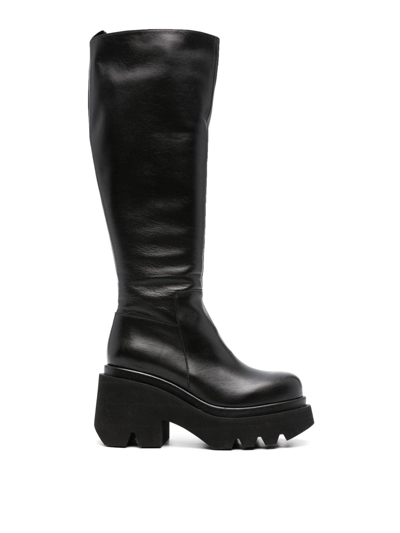 Paloma Barceló Leather Heel Boots In Black