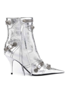 Balenciaga Cagole 90mm Metallic Ankle Boots In Silver