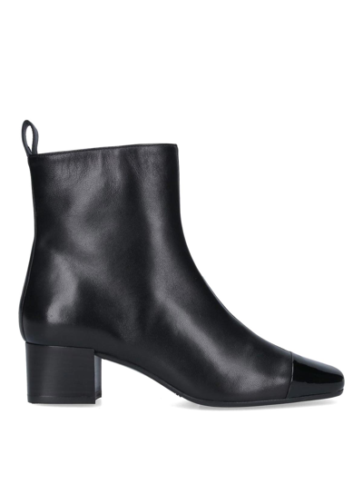 Carel Paris Leather And Patent Ankle Boot In Black